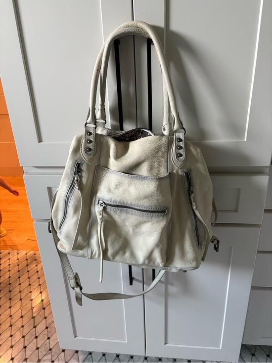 Free People Handbags - Free People Cream Leather Shoulder Bag with Tassel Zips